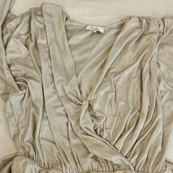 PARKER Silver Metallic Flattering Cocktail Mini Dress Size M NEW NO TAGS! - Picture 8 of 16